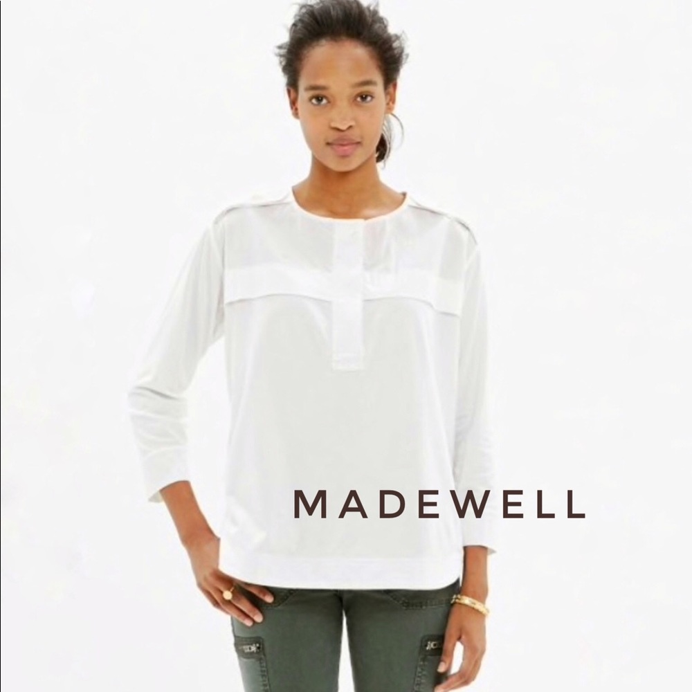 Madewell Military Popover Shirt White Size Medium